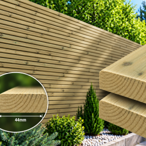 ( 2 x 1 ) Bullnose Slatted Fencing Battens 18mm x 44mm